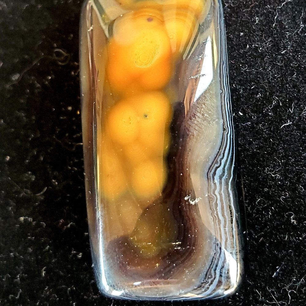 New Yellow Black Fire Agate Oblong Pendant.